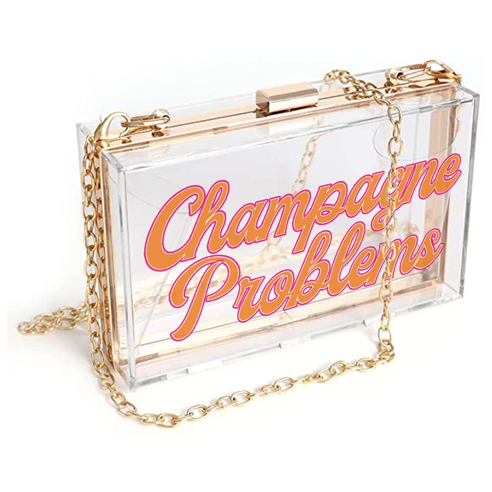 "Champagne Problems" Acrylic Clutch