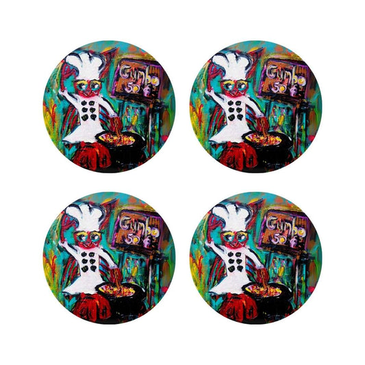 "Gumbo Ya Ya" Double-Sided Acrylic Coaster Set