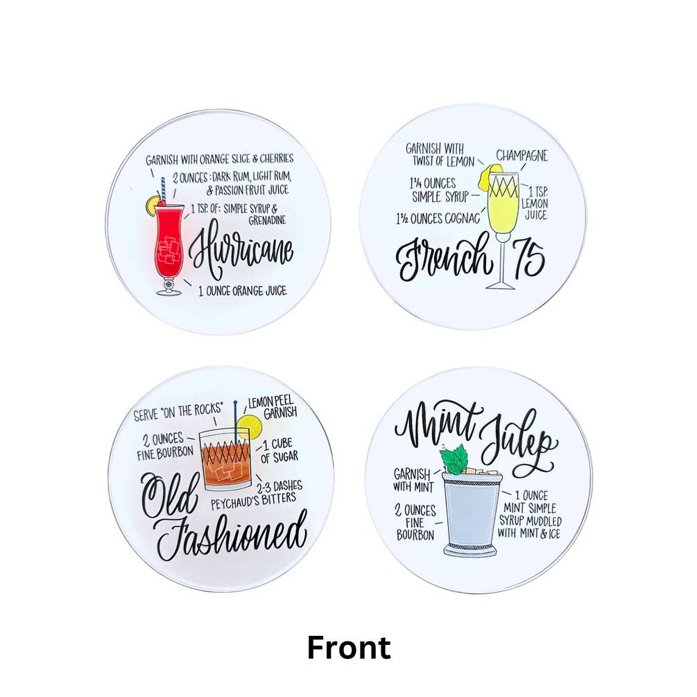 Cocktail Recpie Double-Sided Acrylic Coaster Set