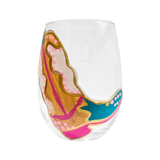 Cowboy Boot Hand-Painted Wine Glasses