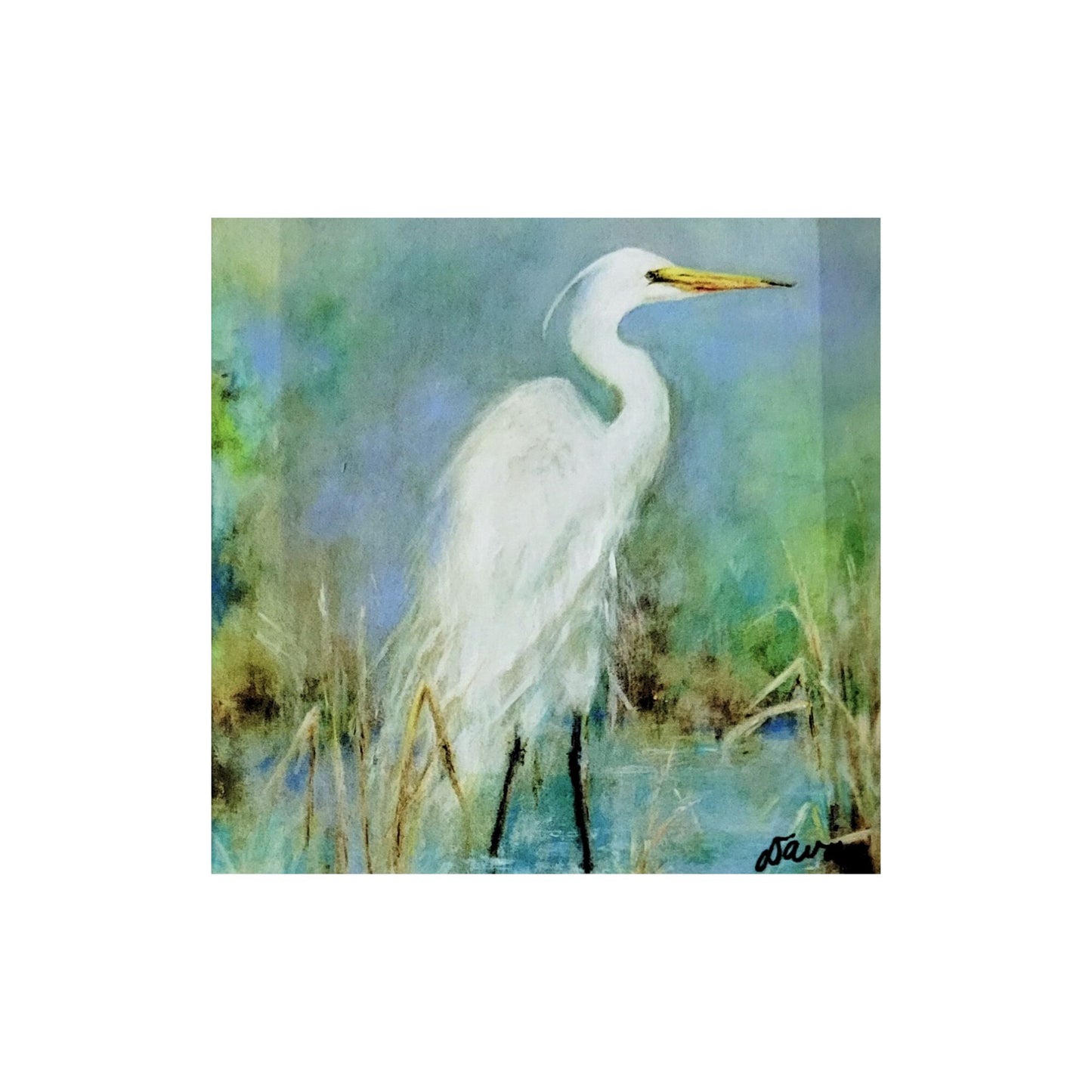 "Great White Egret" Acrylic Art Block