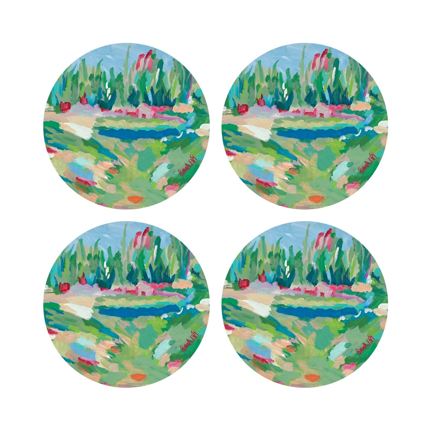 "La Tour du Jardin" Double-Sided Acrylic Coaster Set