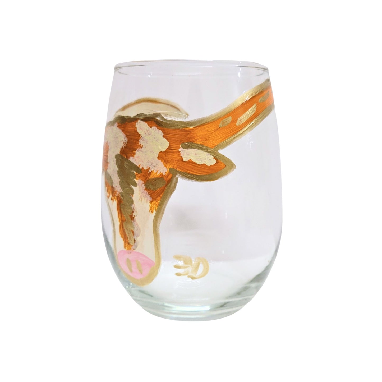 Longhorn Hand-Painted Wine Glasses