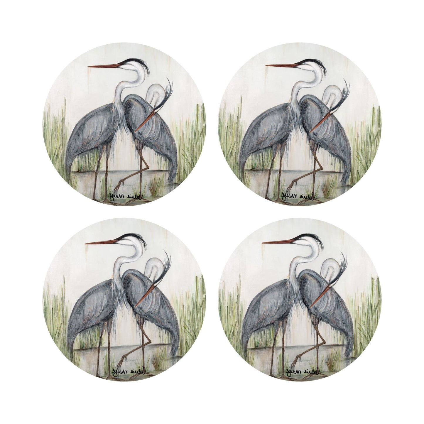 "Love Birds" Double-Sided Acrylic Coaster Set