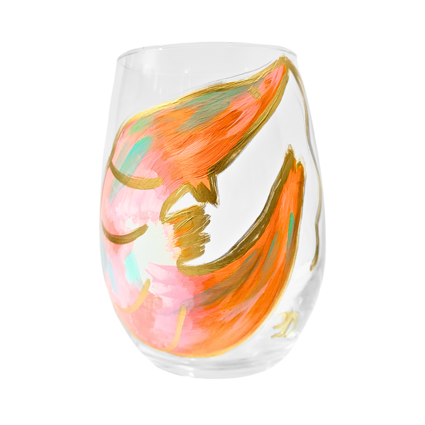 Shrimp Hand-Painted Wine Glasses